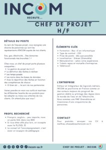 INCOM recrute un Chef de projet HF